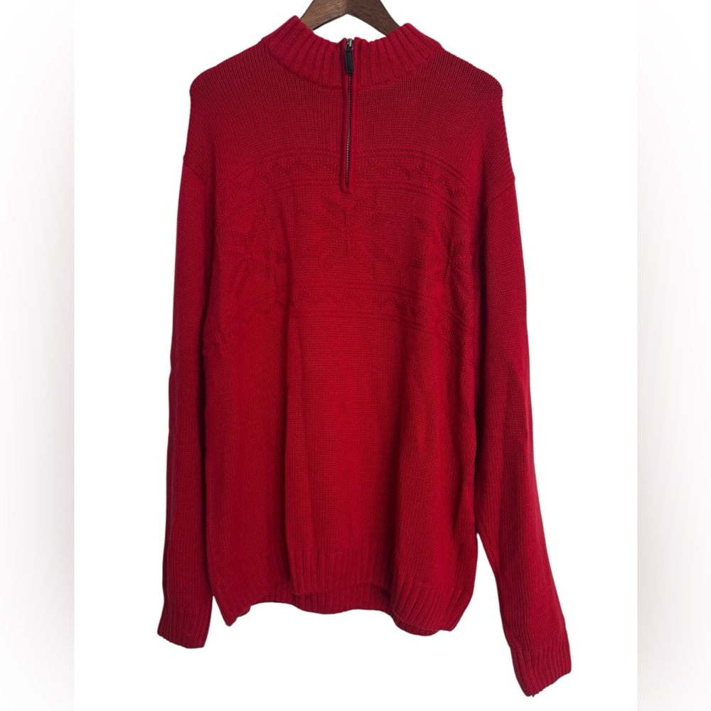 Chaps Sweater Men’s Red Multi Fair Isle 1/4 Zip Up SZ: XXL